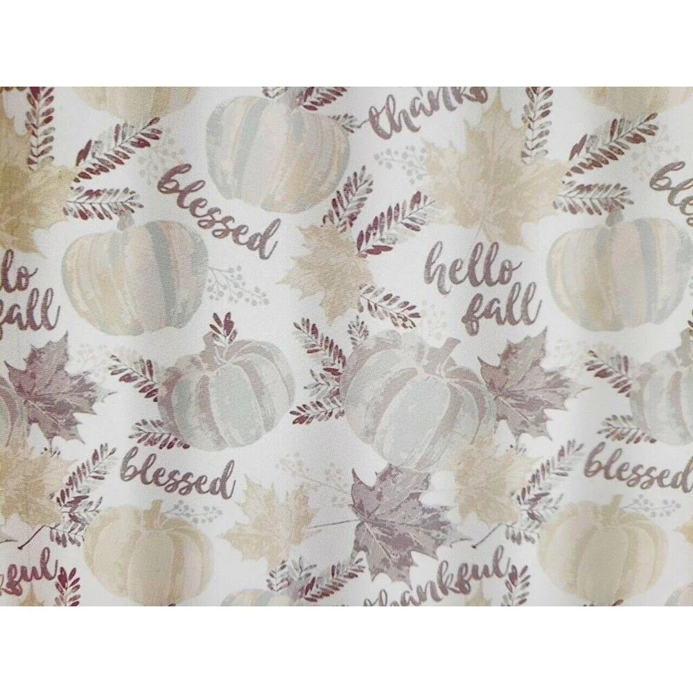 Avanti Thanksgiving Pumpkins Fabric Shower Curtain Leaves Thankful Blessed Fall